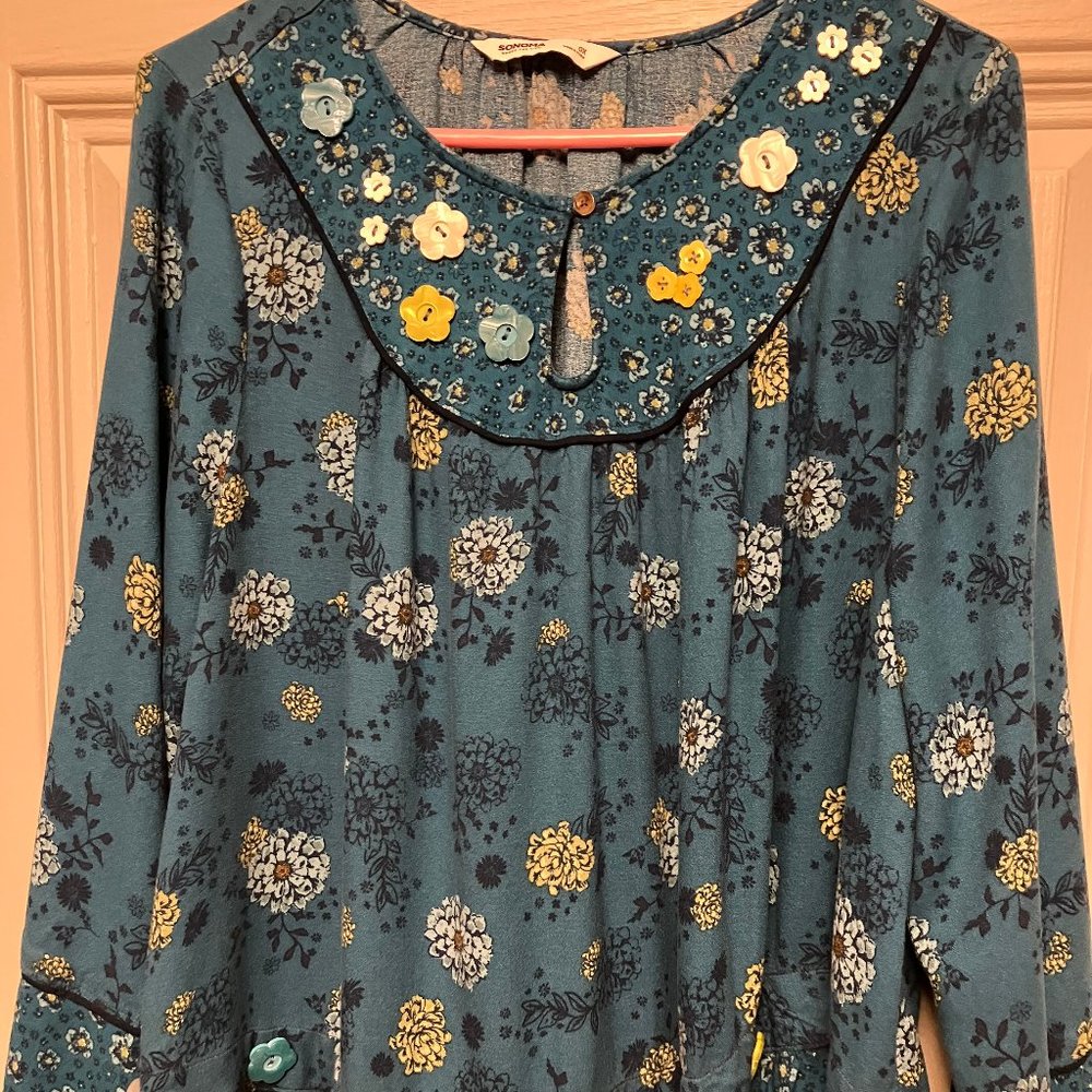 WOMEN'S SIZE OX SONOMA BRAND DRESS/TOP WITH ADORABLE BUTTON EMBELLISHMENTS